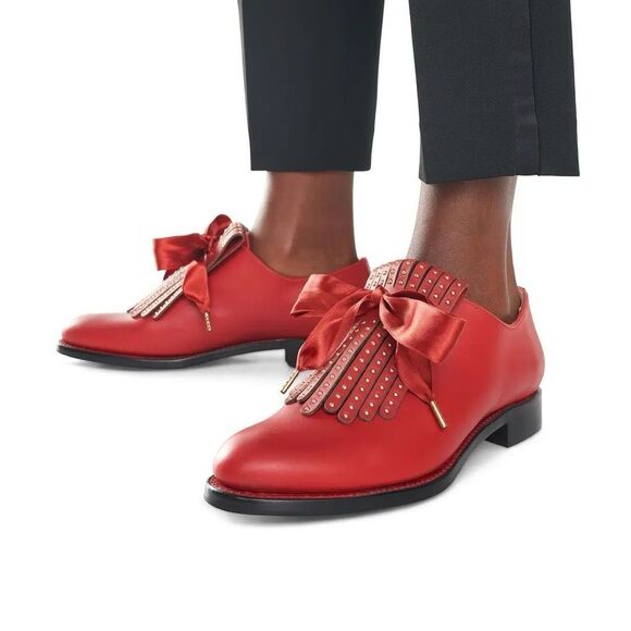 The Office of Angela Scott Ms. Jane Red Kiltie Loafer 37.5W US 7.5